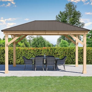 12 ft. x 16 ft. Meridian Cedar Gazebo with weather and rust resistant Coffee Brown Aluminum Roof