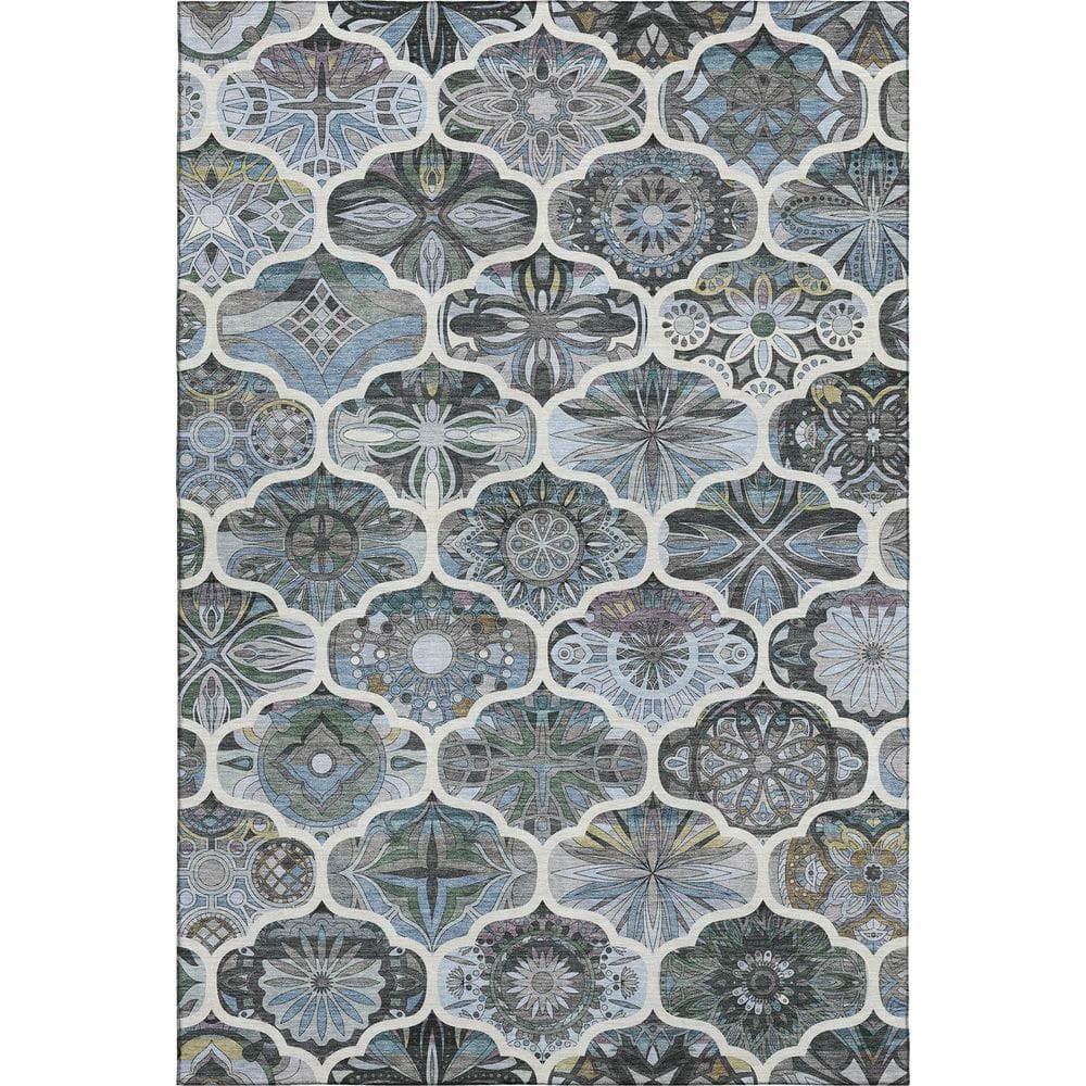 Mayfield Premium Machine Washable Abstract AMF2257 Blue 3 ft. x 5 ft. Area Rug price history on PriceWatchPro