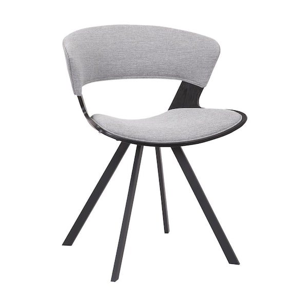 Armen Living Ulric Black Wood Gray Fabric Modern Dining Room Accent Chair