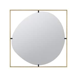 31.9 in. W x 31.9 in. H Wood Gold Vanity Mirror