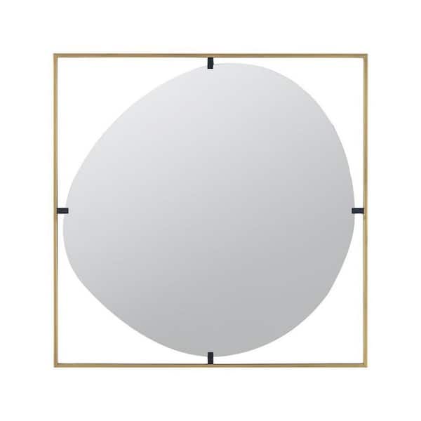 HomeRoots 31.9 in. W x 31.9 in. H Wood Gold Vanity Mirror