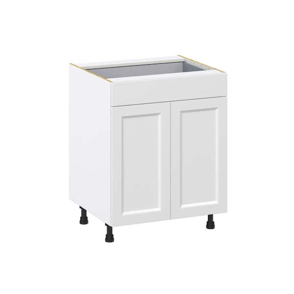 J COLLECTION Laramie 27 in. W x 24 in. D x 34.5 in. H Assembled Base Kitchen Cabinet in Painted Bright White with Drawers