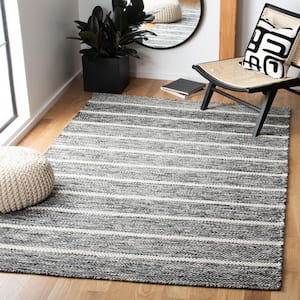 Vermont Black/Ivory 4 ft. x 6 ft. Striped Area Rug