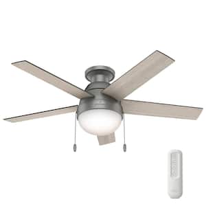 Anslee 46 in. Indoor Low Profile Matte Silver Ceiling Fan With LED Light Kit and Remote