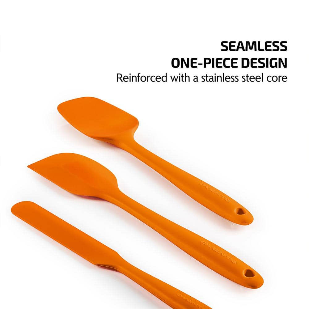 5-Piece Orange Silicone and Stainless Steel Cooking Utensils Set