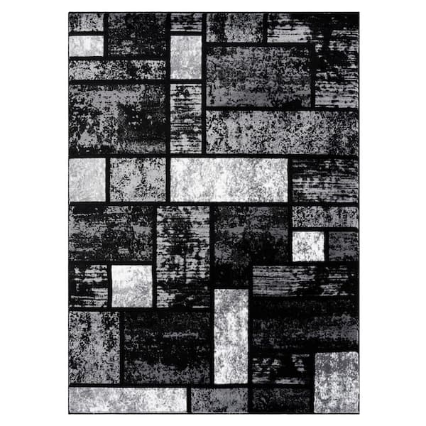 LUXE WEAVERS Tobis Collection Modern Geometric Abstract Gray 8x10 Polypropylene Area Rug