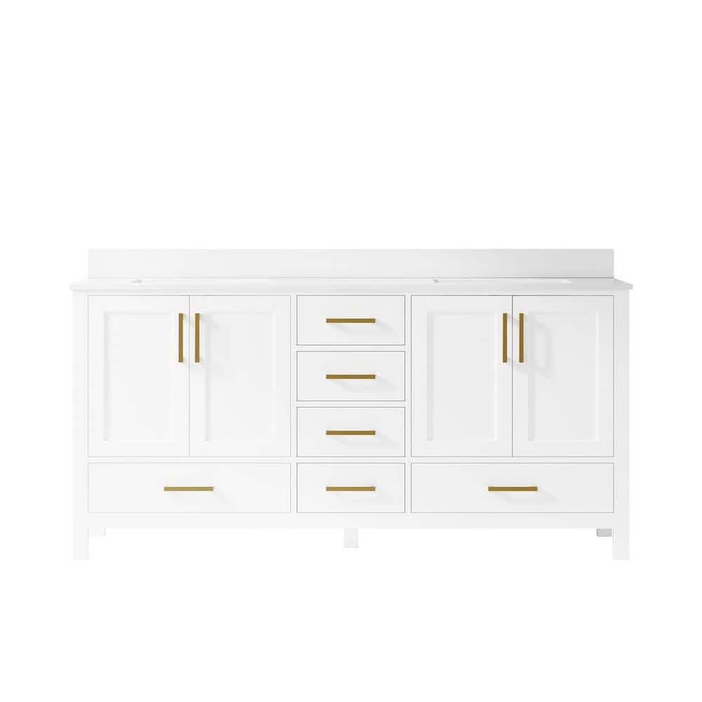 OSA 72 in. W Solid Wood Freestanding Soft Close White Bath Vanity with White Cultured Marble Top, Backsplash, Assembled price history on PriceWatchPro