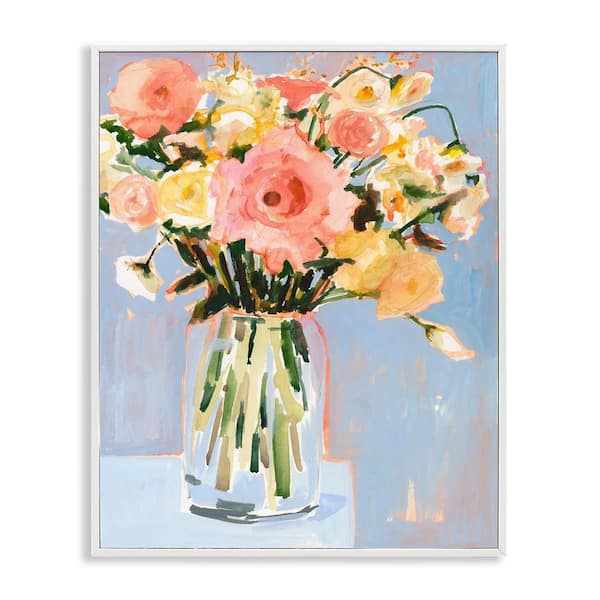 Pink Florals Undone Arrangement by Victoria Borges White Framed Nature Graphic Art Print 20 in. x 16 in.