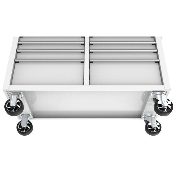 Husky Tool Storage 46 in. W Gloss White Mobile Workbench Cabinet