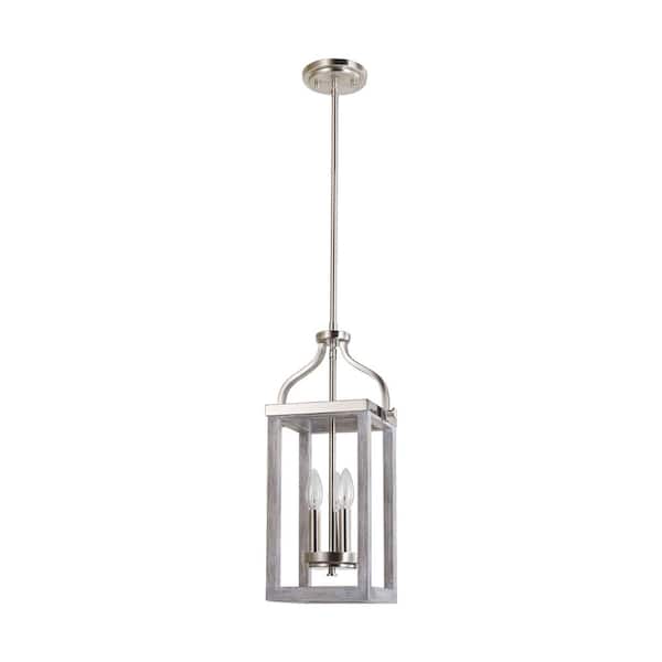 Westbury 3-Light Brushed Nickel with Painted Grey Driftwood Pendant