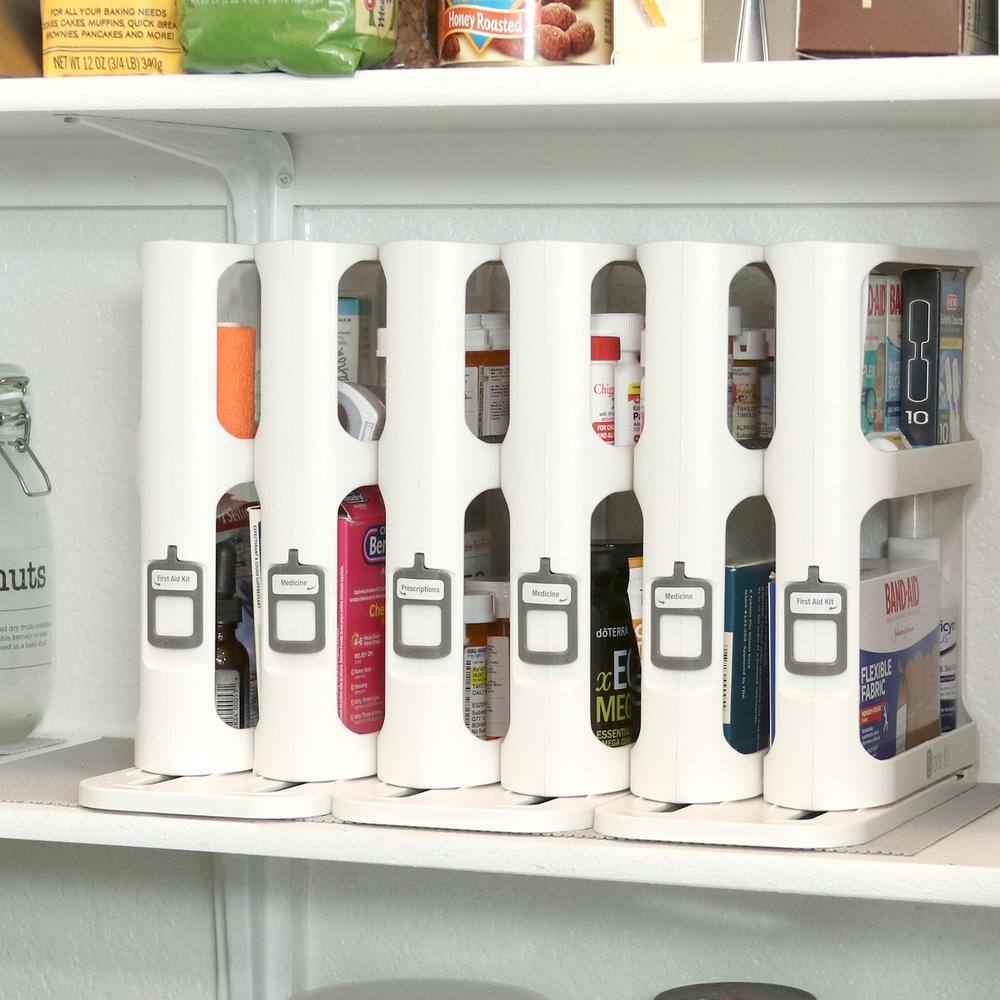 White Revolving Double-Decker Countertop Spice Rack Organizer