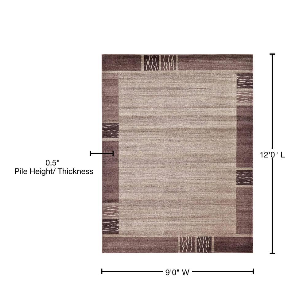Brown Rectangular Tufted Washable Reversible 9' x 12' Rug
