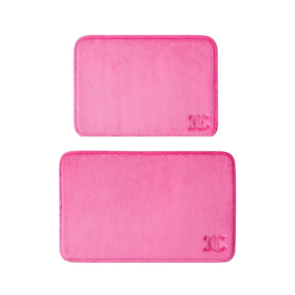 Gothic Initials Hot Pink Novelty Polyester Rectangle 2-Piece Bath Mat Set