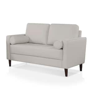Grandover 52.38 in. Off-white Faux Leather 2 Seats Loveseat with USB Outlet