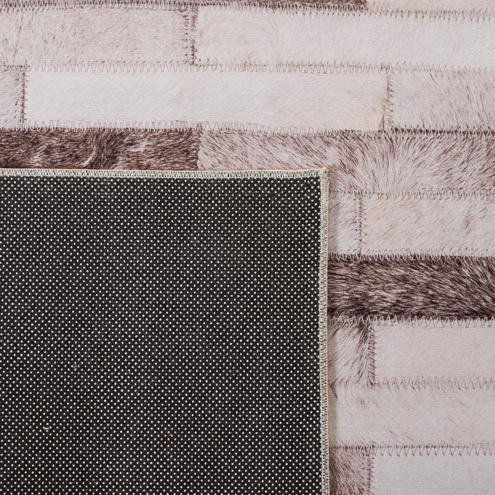 Beige and Brown Faux Hide Square Area Rug, 6'x6'