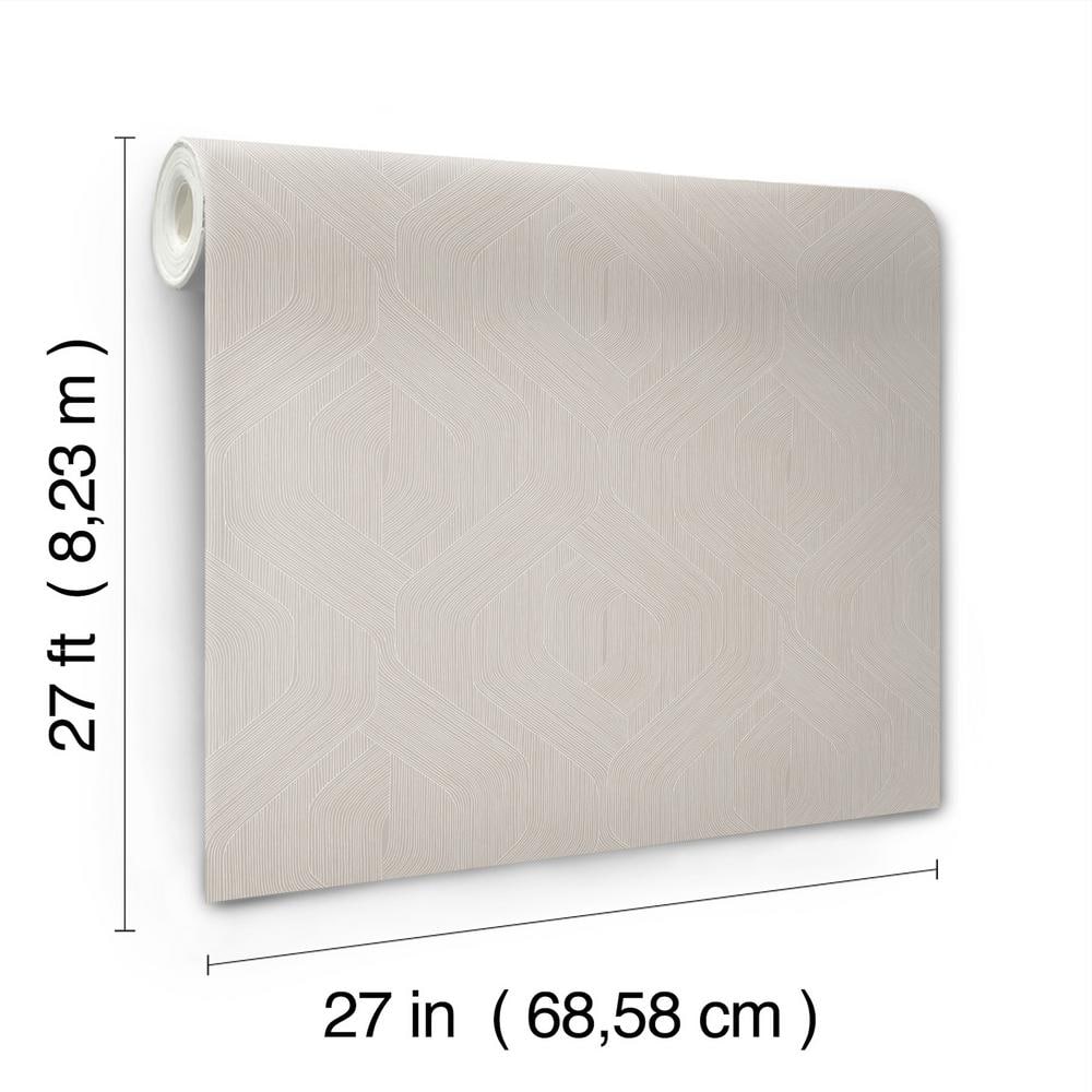 Taupe Non-Pasted Washable Geometric Wallpaper
