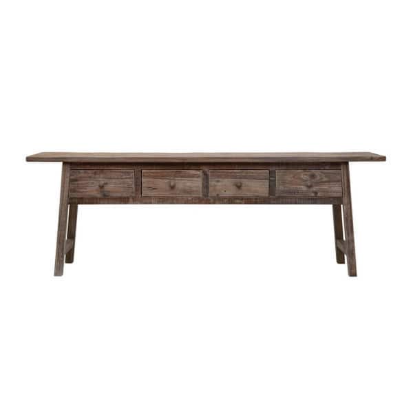 Storied Home 70.87 in. Natural Rectangle Wood Console Table with 4 Drawers