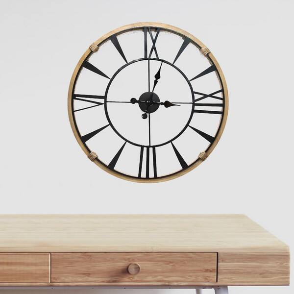 Homeroots 29 5 Round Metal Wood Frame Columbus Wall Clock 373143 - Round Natural Wood Metal Wall Clock Homeroots 29 5 Round Metal Wood Frame Columbus Wall Clock 373143 - Round Natural Wood Metal Wall Clock
