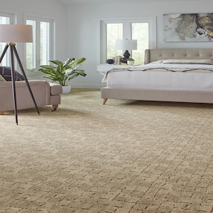Posh Patterns Dazzling Beige 37 oz. Polyester Pattern Installed Carpet