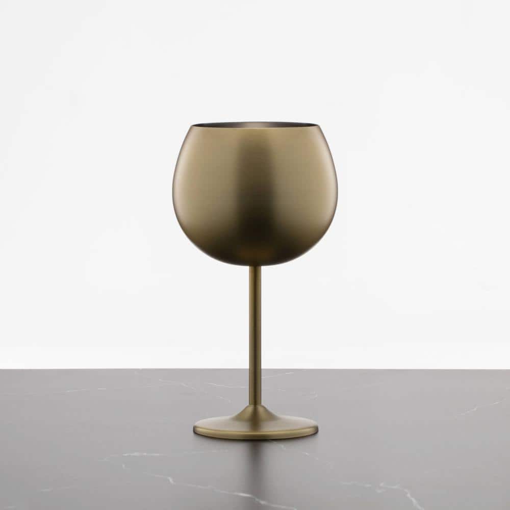 Set of 4 Brushed Gold Stainless Steel Wine Goblets