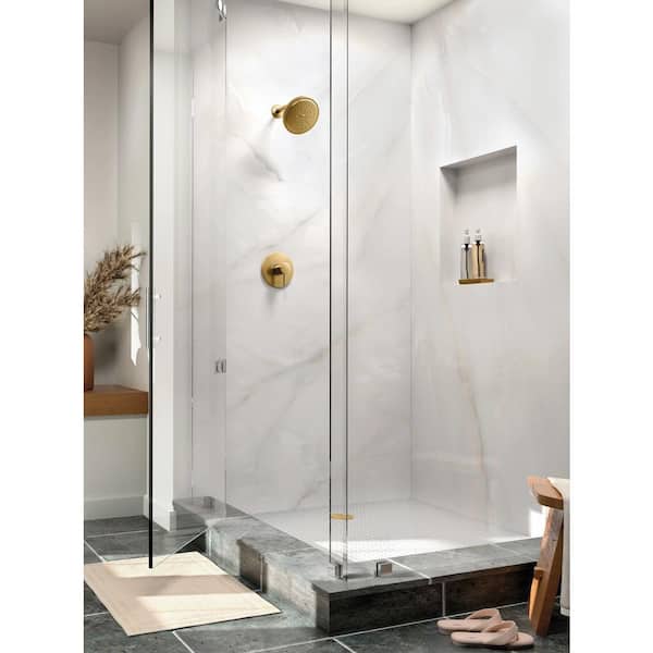 Align 1-Handle Posi-Temp Shower Faucet Trim Kit in Brushed Gold (Valve Not Included)