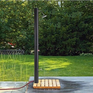 7.1 in. H 9.2 Gal. Modern Outdoor Solar Powered Shower with in Black
