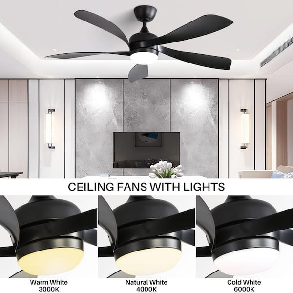 Addlon Ceiling Fans With Lights, 52 Inch Flush Mount Ceiling Fan With Remote Control, Wall Remote, Reversible, 5CCT, Dimmable, Noiseless DC Motor, Black Low Profile Ceiling Fan For Bedroom, Farmhouse - View #4