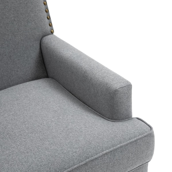 Uixe Dark Gray Linen Fabric Upholstery Arm Chair (Set of 1) FOP-SF-GY - The  Home Depot