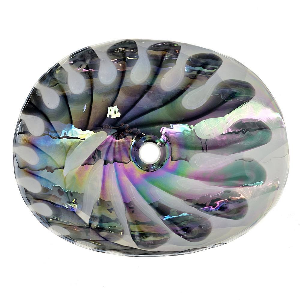 Murano 18.5'' Spira Luxe Pearl White Glass Oval Bathroom Sink
