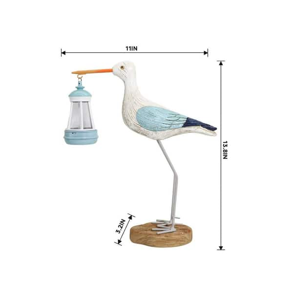 11 in. x 14 in. Blue Resin Solar Seagull Garden Statue HPFNR7511F
