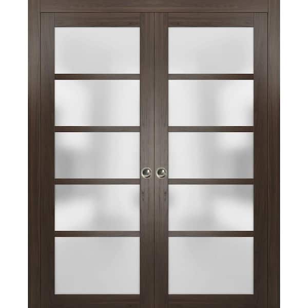 Sartodoors 36 in. x 80 in. 2 Panel Chocolate Ash Finished Solid MDF Sliding Door with Hardware