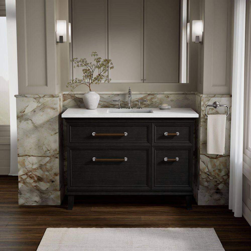 Artifacts 48 in. Freestanding Carbon Oak Bath Vanity with White Eternal Statuario Quartz Top And Chrome Hardware price history on PriceWatchPro