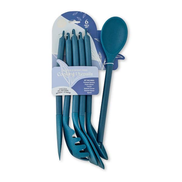 Speckled Dark Blue 6 Pieces Wheat Stalk Utensil Set