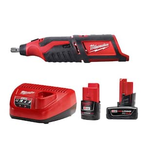 M12 12V Lithium-Ion Cordless Rotary Tool with One M12 4.0 Ah and One M12 2.0 Ah Battery Pack and Charger