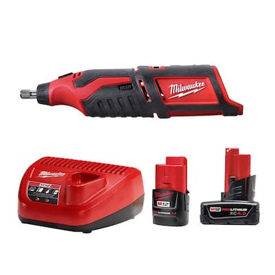 M12 12-Volt Lithium-Ion Cordless Rotary Tool with One M12 4.0 Ah and One M12 2.0 Ah Battery Pack and Charger