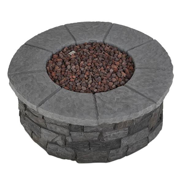 Real Flame Sedona 43 In X 16 In Round Cast Concrete Propane Fire Pit In Gray With Natural Gas Conversion Kit C11810lp Gry The Home Depot