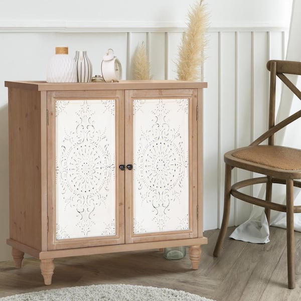 PHI VILLA 31.5 in. Light Brown Salem Accent Storage Cabinet with 2-Door