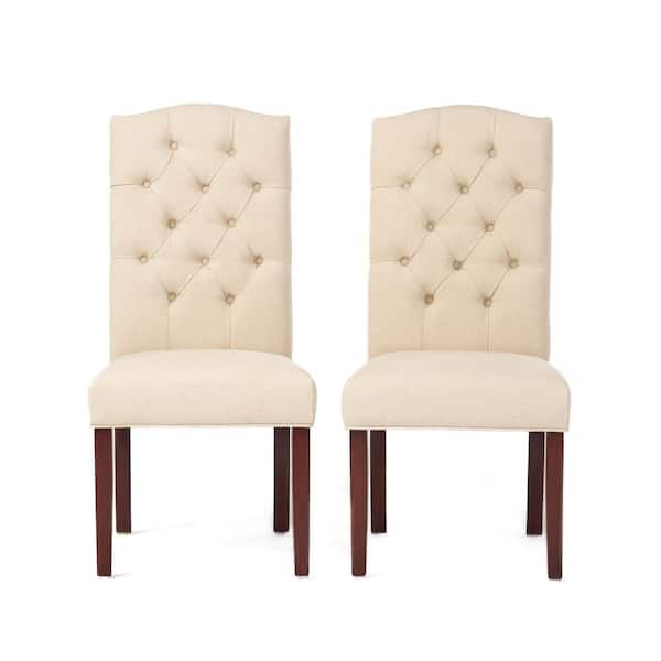 Noble House Crown Ivory Linen Dining Chair (Set of 2)