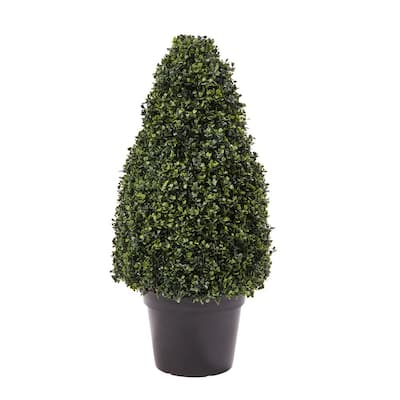 36 in. Artificial Boxwood Tower Style Topiary