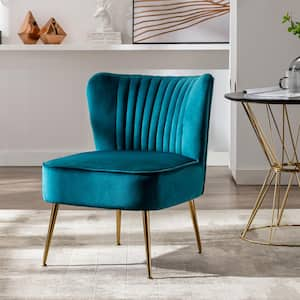 Trinity 22 in. Teal Velvet Channel Tufted Accent Side Chair