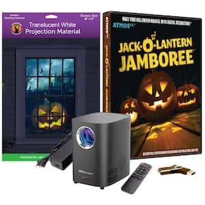 USB Projector Kit-AtmosFX Jack-O-Lantern USB Projector 48 in. x 72 in. Large White Holographic Screen