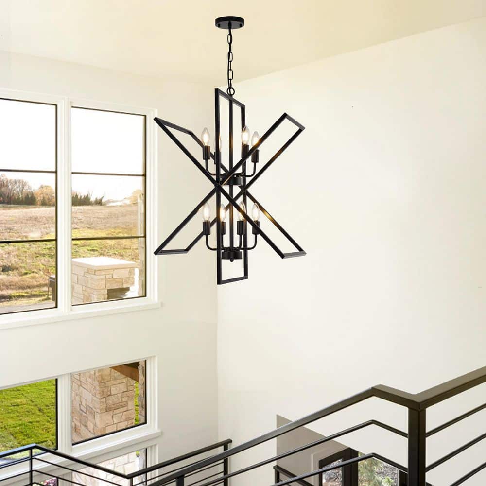 Rotalable 8-Light Vintage Black Modern Industrial Semi Flush Chandelier Light Fixture for Dining Room or Kitchen price history on PriceWatchPro