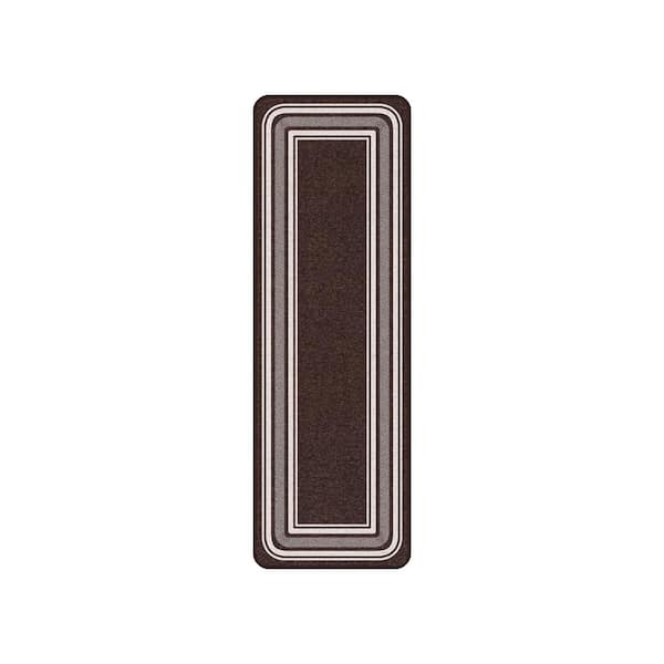 Beverly Rug 26 X 8.5 Brown Carmel Bordered Non-Slip Indoor Rubber Back Stair Tread Cover (Set of 8)