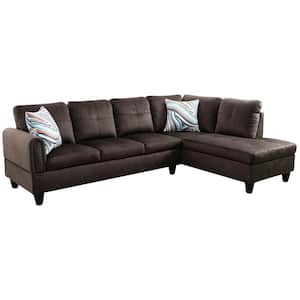 StarHomeLiving 25 in. W 2-piece Microfiber L Shaped Sectional Sofa in Brown