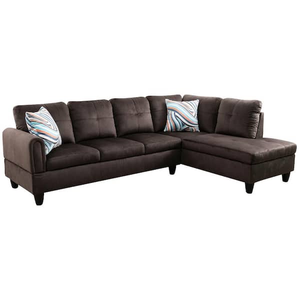 Star Home Living StarHomeLiving 25 in. W 2-piece Microfiber L Shaped Sectional Sofa in Brown
