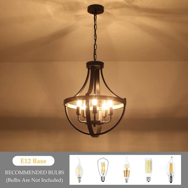 LWYTJO 5 Light Black/Brown Candle Accents Dimmable