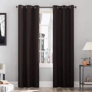 Cyrus Thermal 100% Blackout Grommet Curtain Panel in Cocoa - 40 in. W x 96 in. L