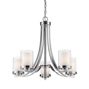 Willow 5-Light Chrome Chandelier with Glass Shade