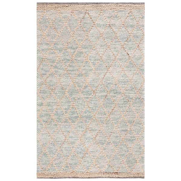 Natura 3 ft. x 5 ft. Teal/Natural Diamond Border Area Rug