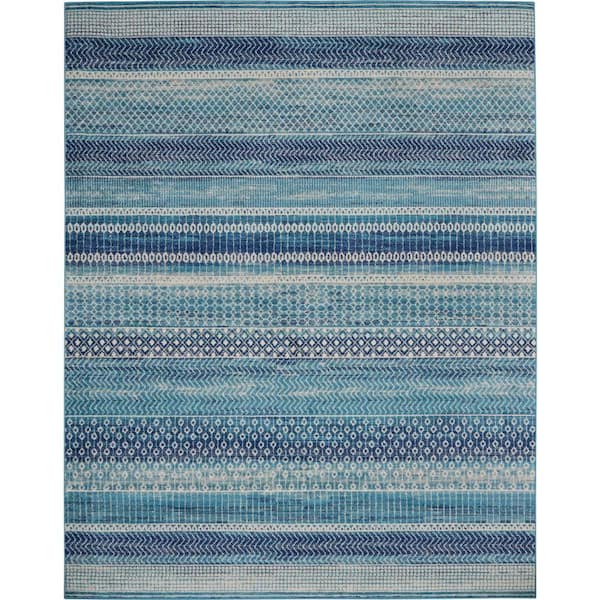 Nourison Passion Navy Blue 8 ft. x 10 ft. Geometric Contemporary Area Rug